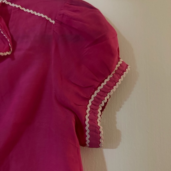 " MM Couture" Women's Medium Pink Button Up Blouse 35% Silk - Picture 3 of 9